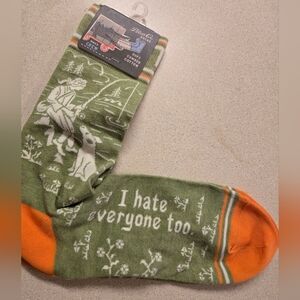 Blue Q crew socks "I hate everyone too" NWT